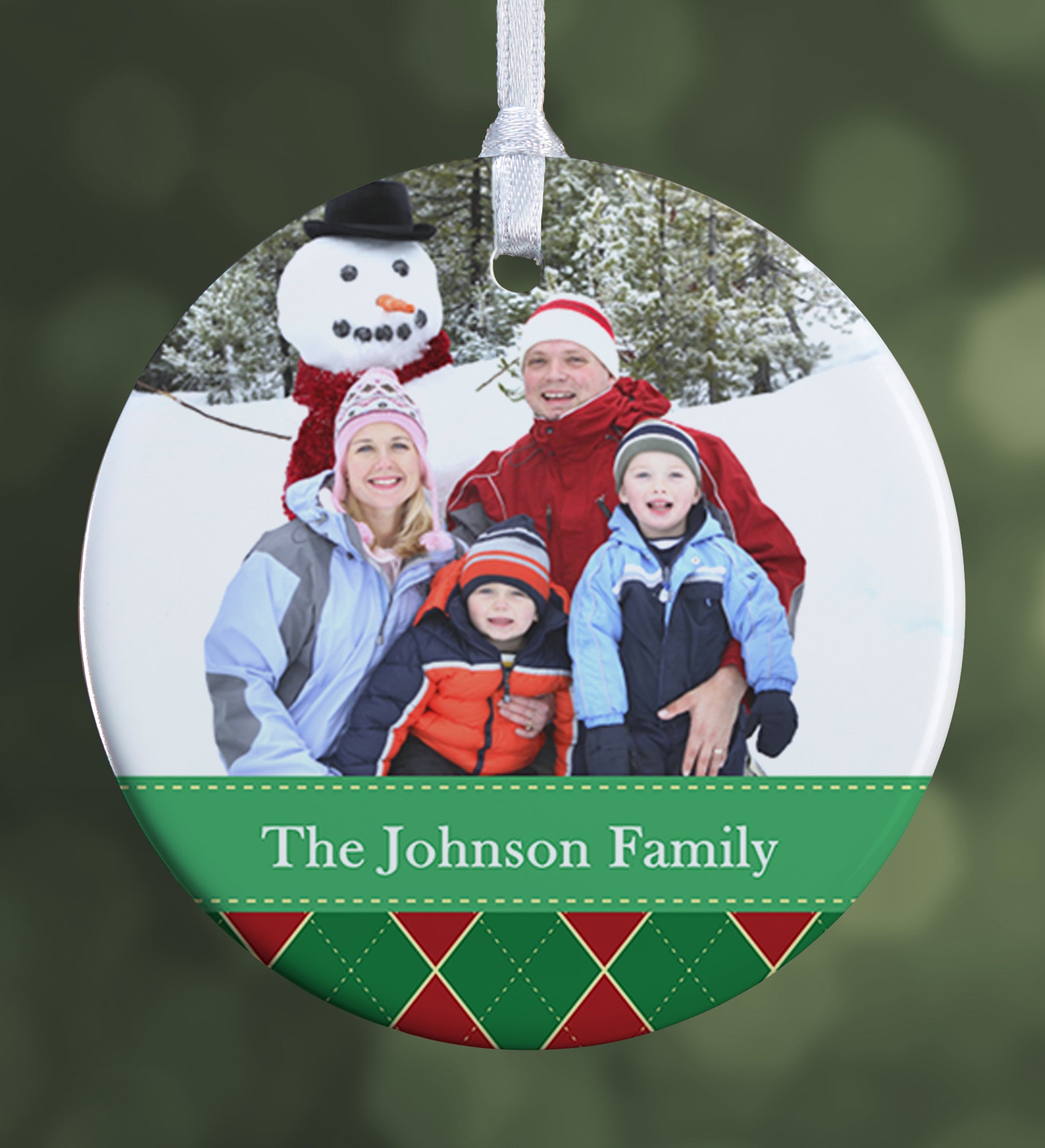 Christmas Argyle Personalized Photo Ornament